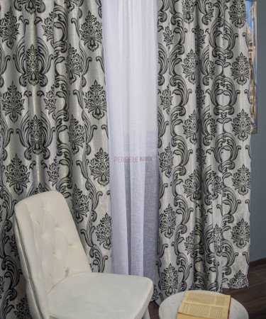 Draperie model baroc gri/negru Draperie model baroc gri/negru