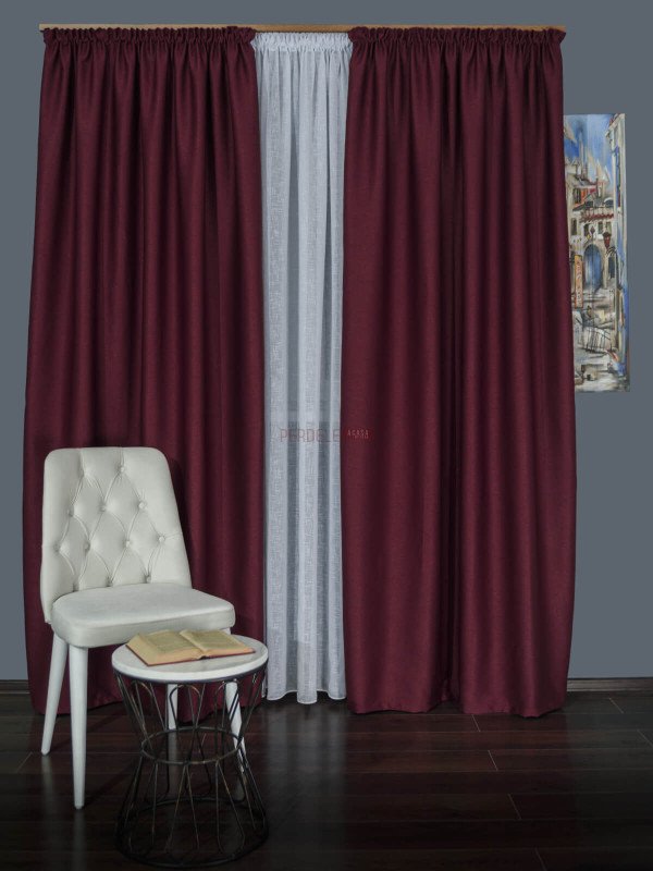 Draperie rustic grena