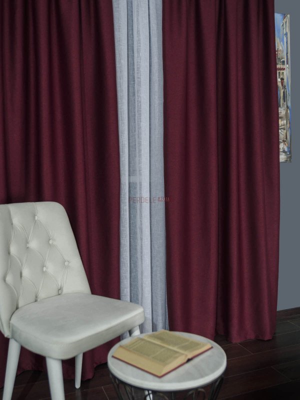 Draperie rustic grena