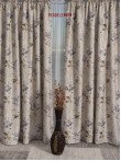 Draperie saten model flori bej,gri,maro