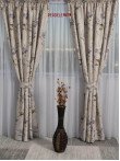 Draperie saten model flori bej,gri,maro