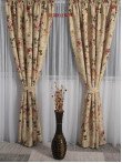 Draperie saten model flori bej,roz