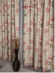 Draperie saten model flori crem,roz Draperie saten model flori crem,roz
