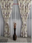 Draperie saten model flori ivoire,lila Draperie saten model flori ivoire,lila