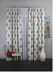 Draperie satin, alb/albastru