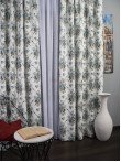 Draperie satin, alb/albastru