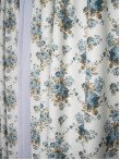 Draperie satin, alb/albastru