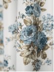 Draperie satin, alb/albastru