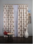Draperie satin, alb/maro