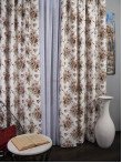 Draperie satin, alb/maro