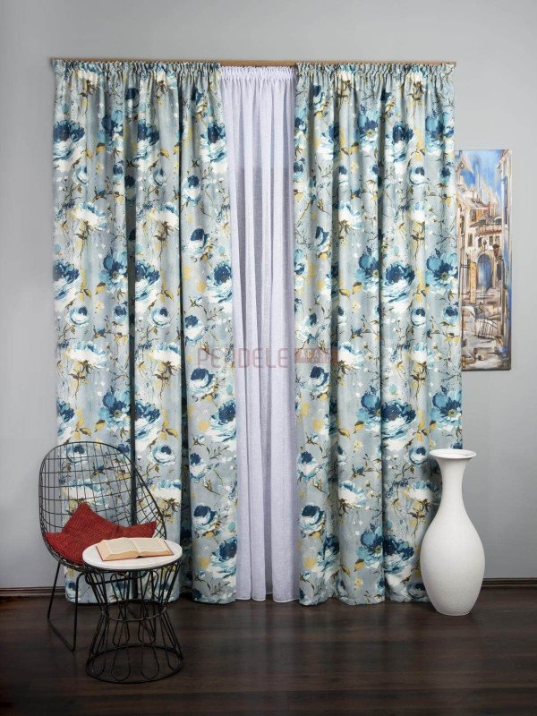 Draperie satin, bleu/albastru Draperie satin, bleu/albastru