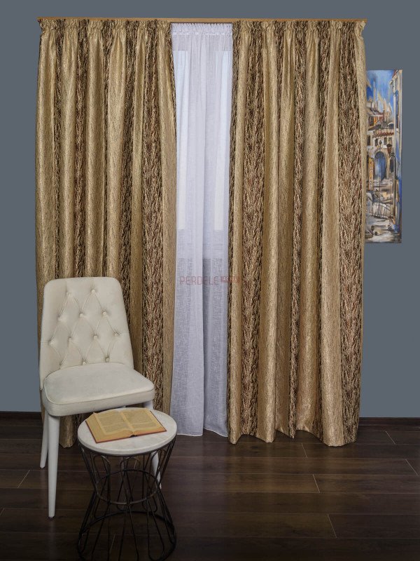 Draperie satin crem,maro