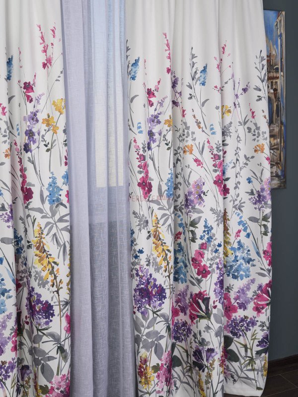 Draperie satin flori multicolore