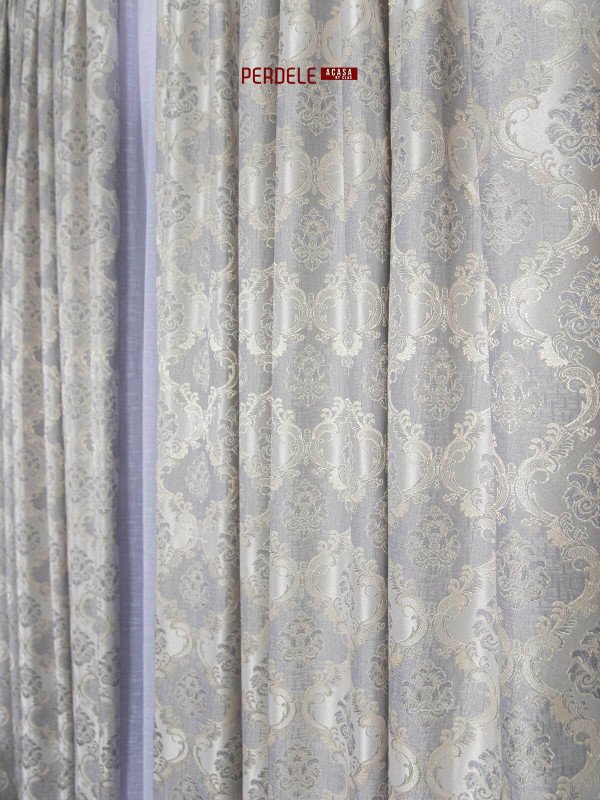 Draperie satin gri/crem