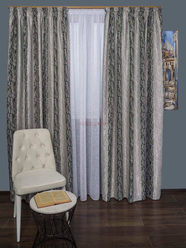 Draperie satin gri,negru