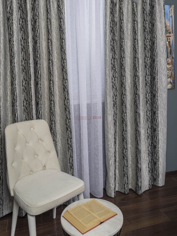 Draperie satin gri,negru