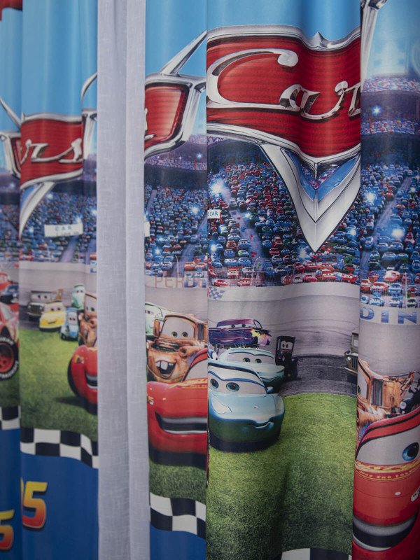 Draperie satin model pentru copii cu masini Cars
