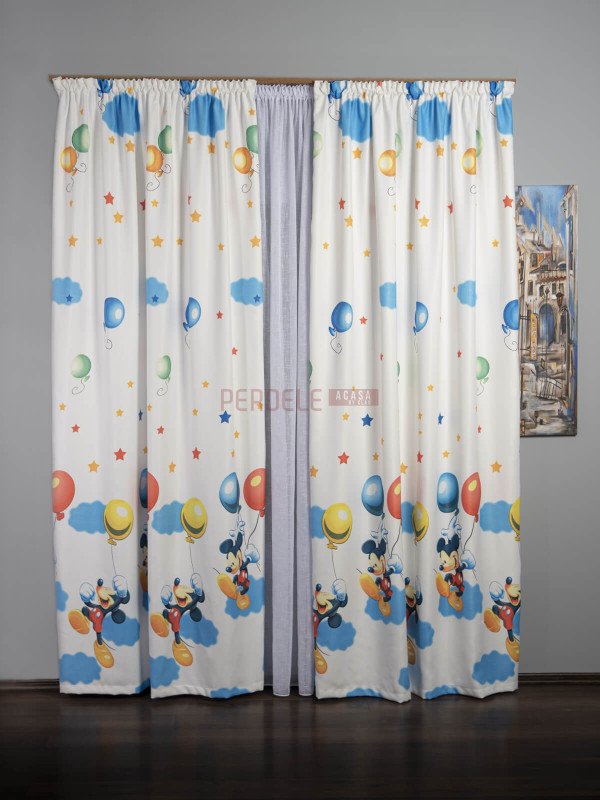 Draperie satin model pentru copii cu Mickey Mouse