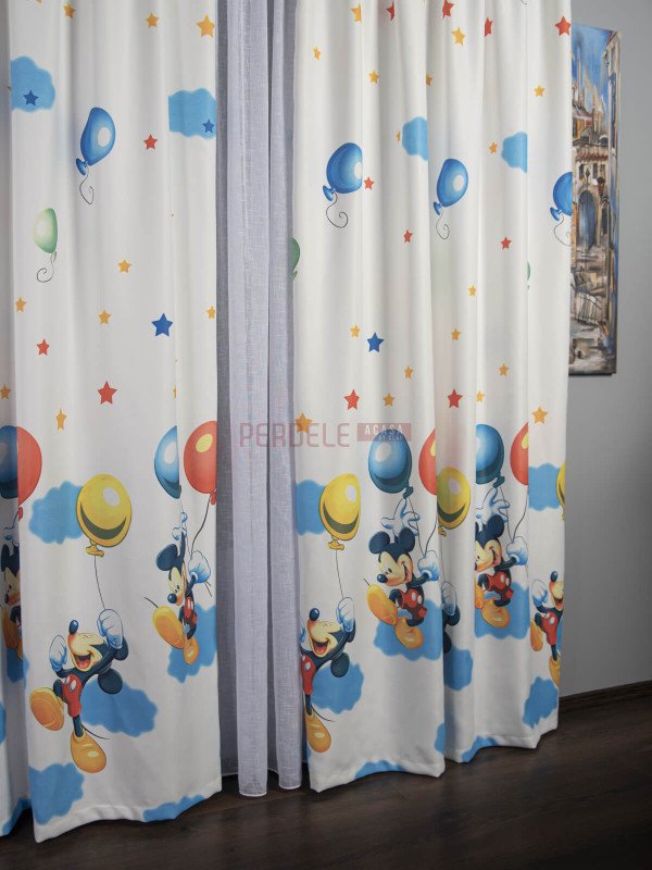 Draperie satin model pentru copii cu Mickey Mouse