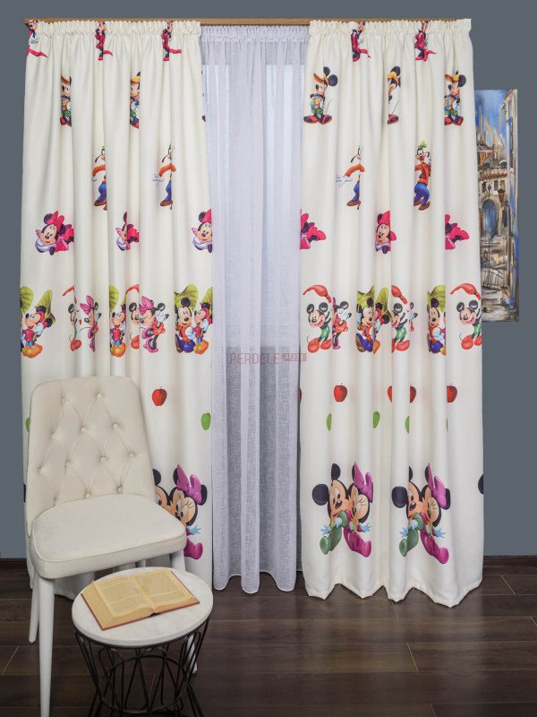 Draperie satin model pentru copii cu Mikey mouse