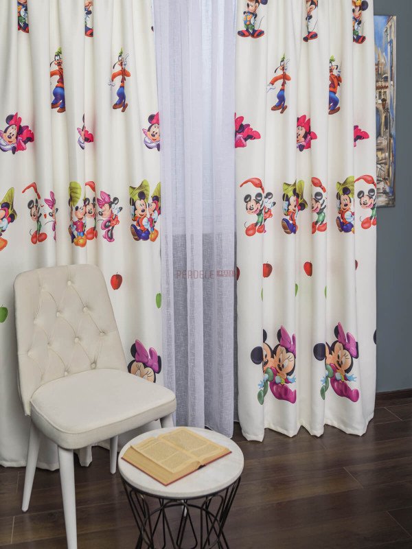 Draperie satin model pentru copii cu Mikey mouse