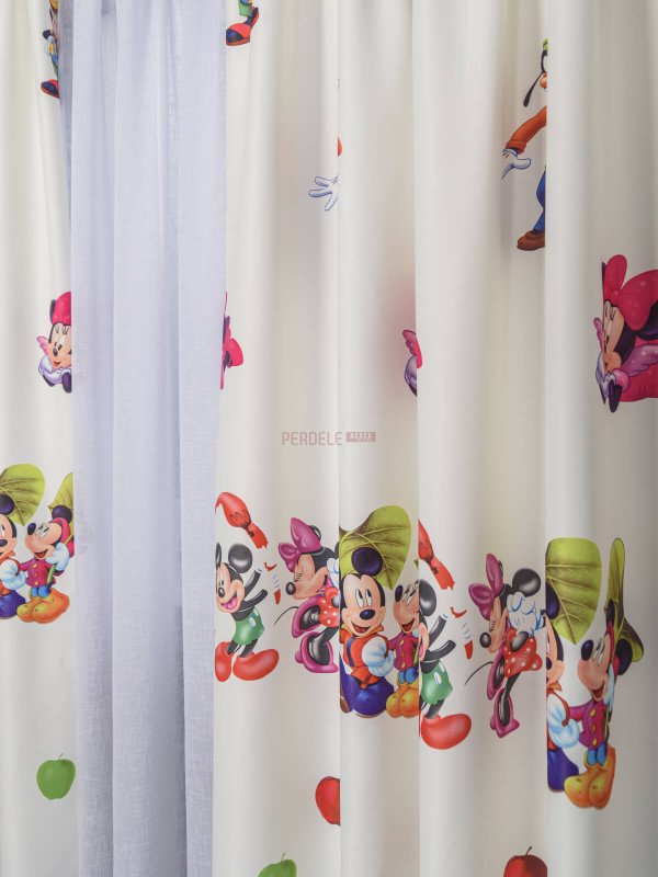 Draperie satin model pentru copii cu Mikey mouse