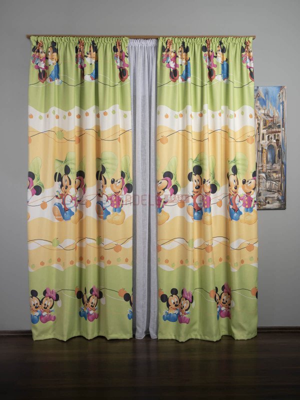 Draperie satin model pentru copii cu Mickey/Minnie Mouse