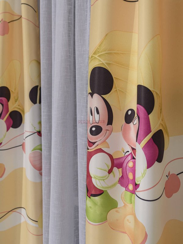 Draperie satin model pentru copii cu Mickey & Minnie Mouse