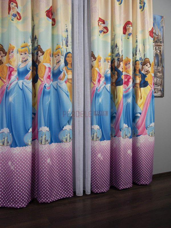 Draperie satin model pentru copii cu printese