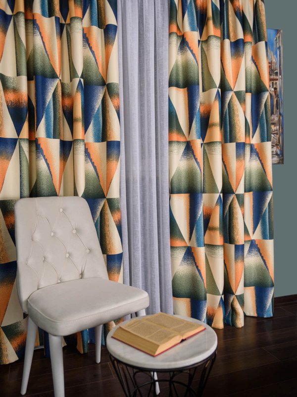 Draperie satin model romburi, multicolor