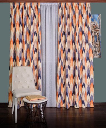 Draperie satin model zig-zag, multicolor Draperie satin model zig-zag, multicolor