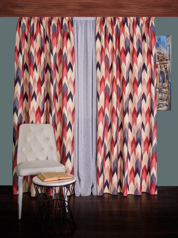 Draperie satin model zig-zag, multicolor