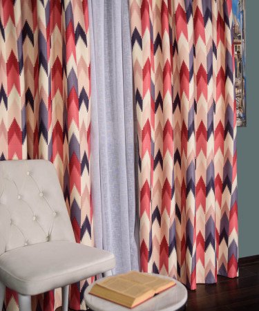 Draperie satin model zig-zag, multicolor Draperie satin model zig-zag, multicolor