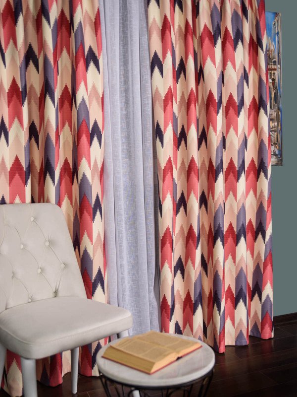 Draperie satin model zig-zag, multicolor
