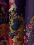 Draperie satin mov,flori multicolore