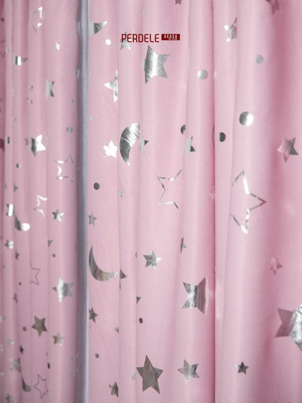 Draperie stelute imprimate,roz