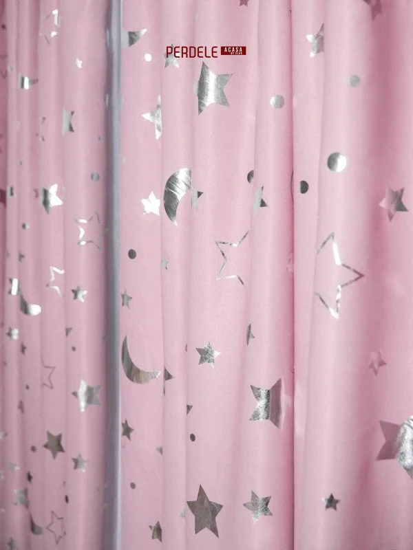 draperie stelute imprimate,roz