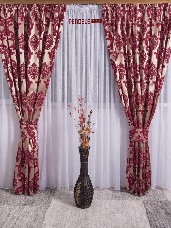 Draperie tafta, crem/grena Draperie tafta, crem/grena