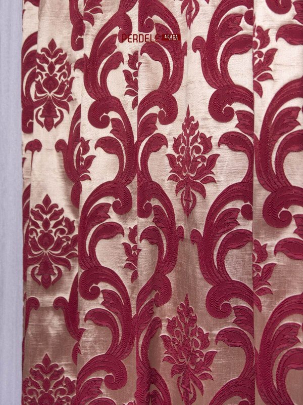 Draperie tafta, crem/grena Draperie tafta, crem/grena