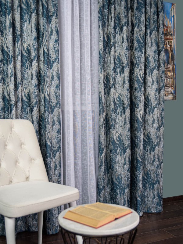 draperie tafta albastru/auriu/argintiu
