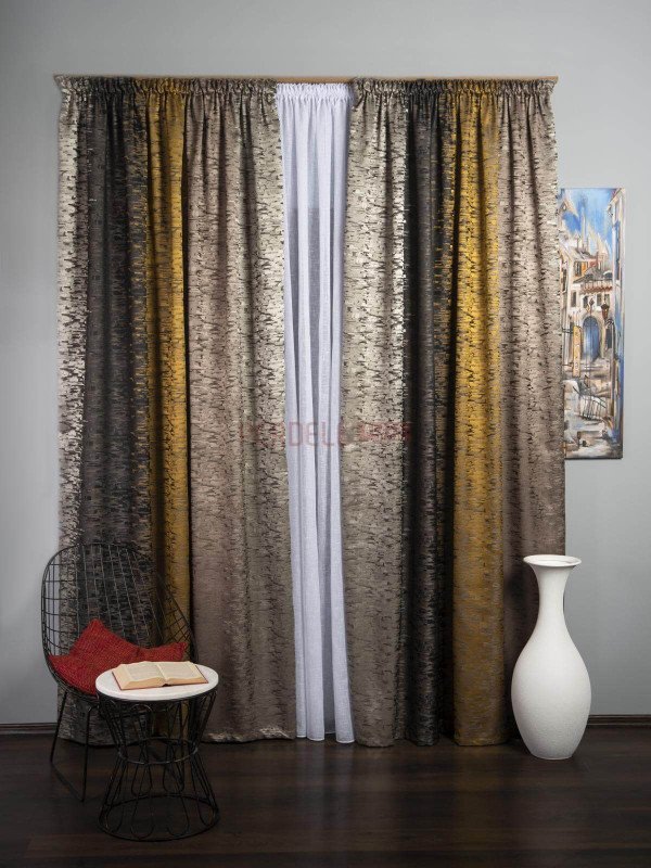 Draperie tafta, bej/gri/maro