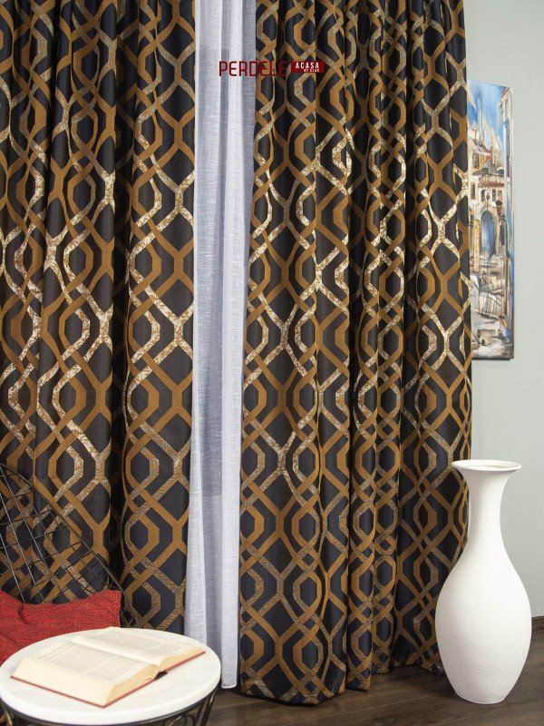 Draperie tafta wenge, auriu