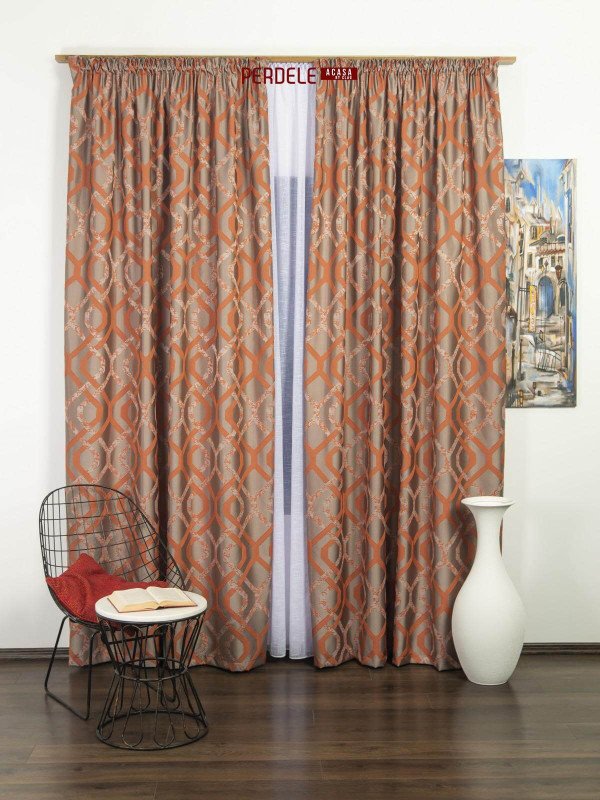 Draperie tafta cappuccino,portocaliu