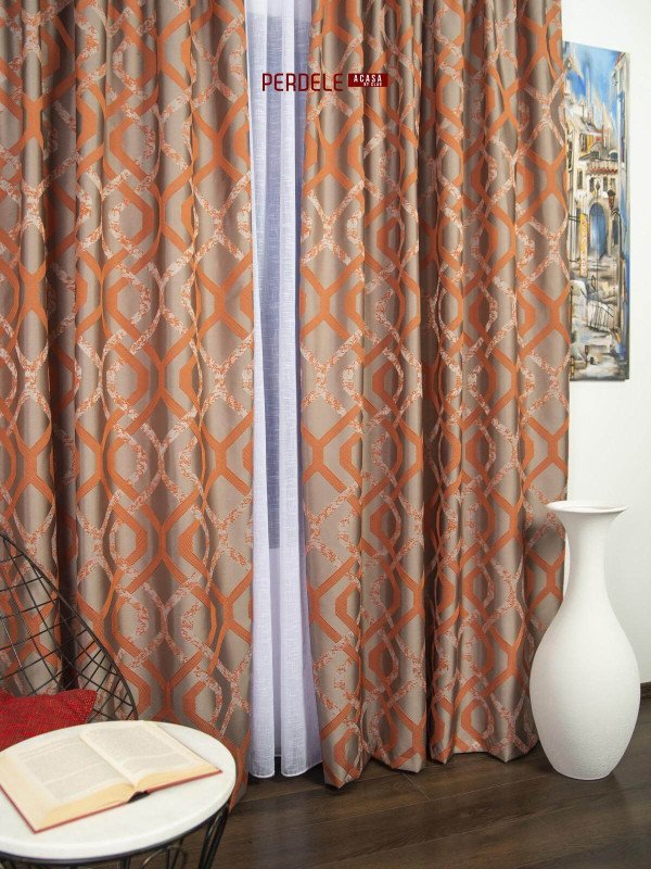 Draperie tafta cappuccino,portocaliu