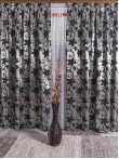 draperie tafta,gri/negru,model flori
