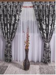 draperie tafta,gri/negru,model flori