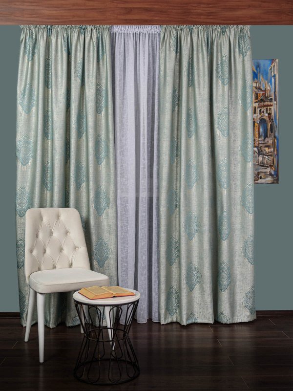 draperie tafta model baroc verde deschis