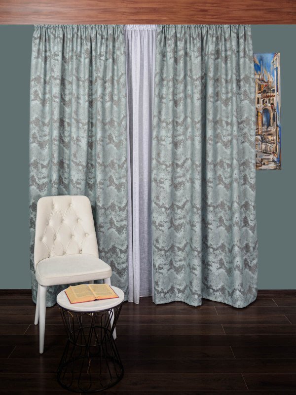 draperie tafta turqoise/gri