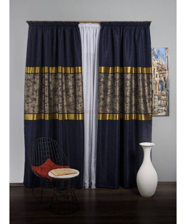 Draperie tip panou albastru auriu Draperie tip panou albastru auriu