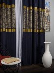 Draperie tip panou albastru auriu